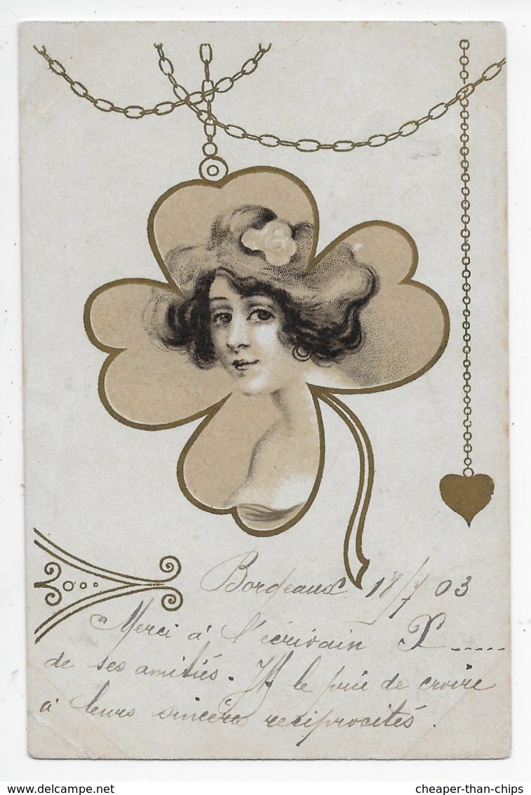 Art Nouveau Greetings - Undivided Back - Other & Unclassified