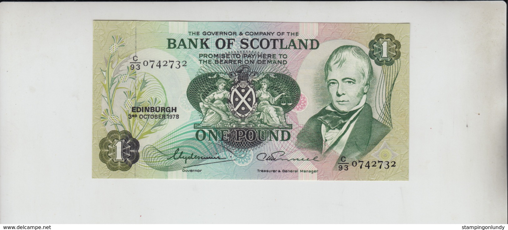 AB34 3 Oct 1978 Edinburgh Bank Of Scotland £1 Note #C/93 0742732 FREE UK P+P BUY 1 GET 1 (CHEAPEST) 1/2 PRICE BANKNOTES - 1 Pound