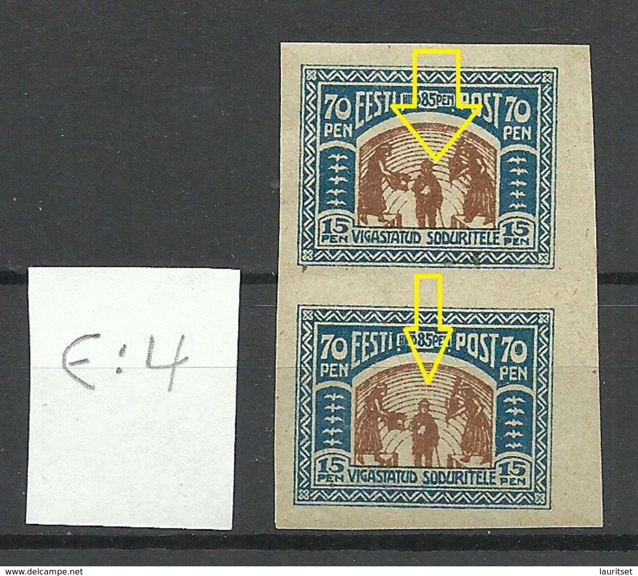 Estland Estonia 1920 Michel 22 E: 4 ERROR Variety Abart MNH/MH - Estland