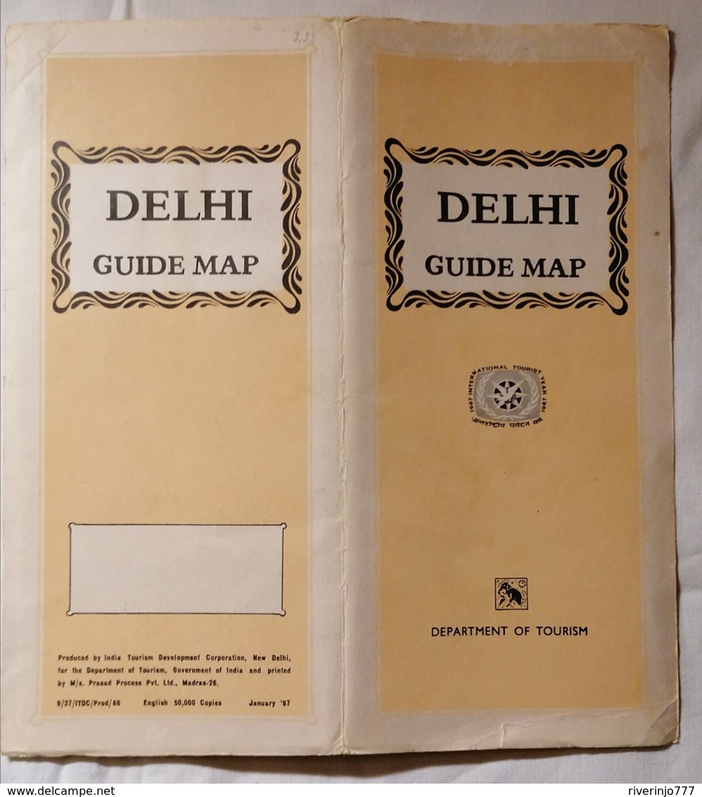 OLD PROSPEKT GUIDE VERY + LARGE MAP OF NEW DELHI INDIA BROCHURE 1967. - Otros & Sin Clasificación