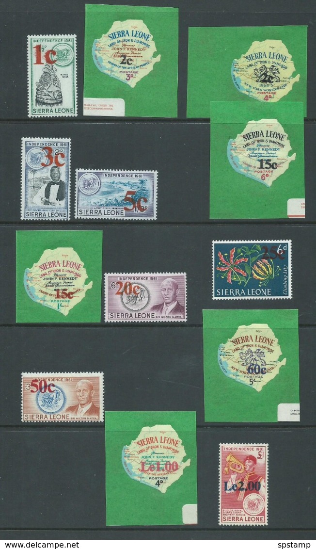 Sierra Leone 1965 (April) Decimal Surcharges Part Set Of 13 To 2L Fresh MLH - Sierra Leone (1961-...)