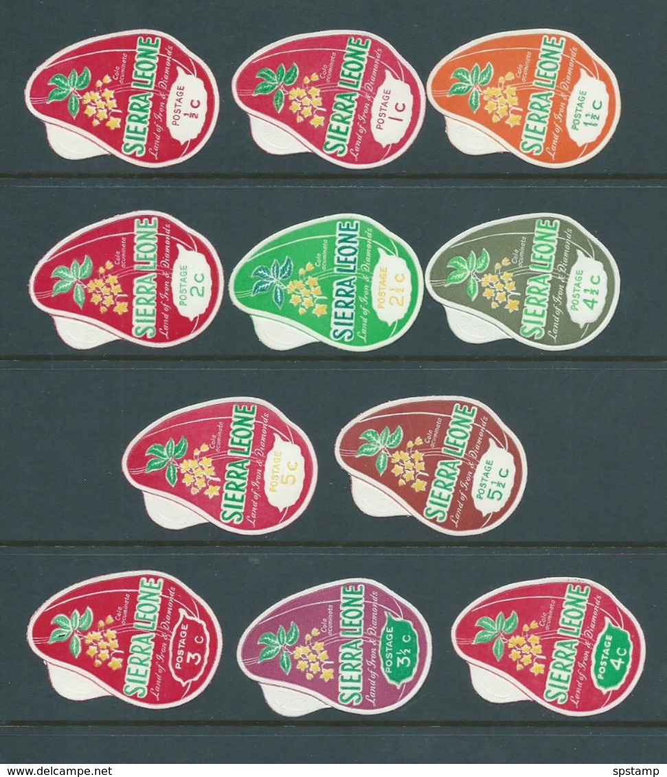 Sierra Leone 1967 Cola Nut Self Adhesives White & Coloured Value Tablet Selection Of 11 Fine MLH - Sierra Leone (1961-...)