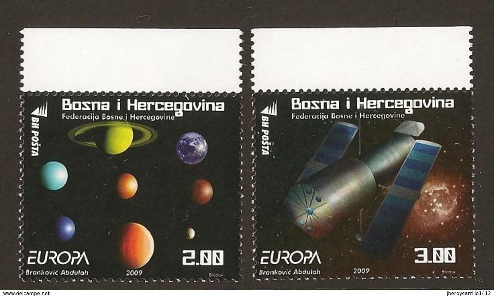 BOSNIA I HERZEGOVINA /BOSNIA SARAJEVO - EUROPA 2009 - TEMA "ASTRONOMIA" - SERIE De 2 V. DENTADOS  (PERFORATED) - 2009