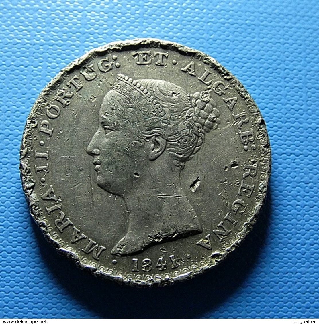 Portugal 500 Reis 1841 Silver Bad Grade - Portugal