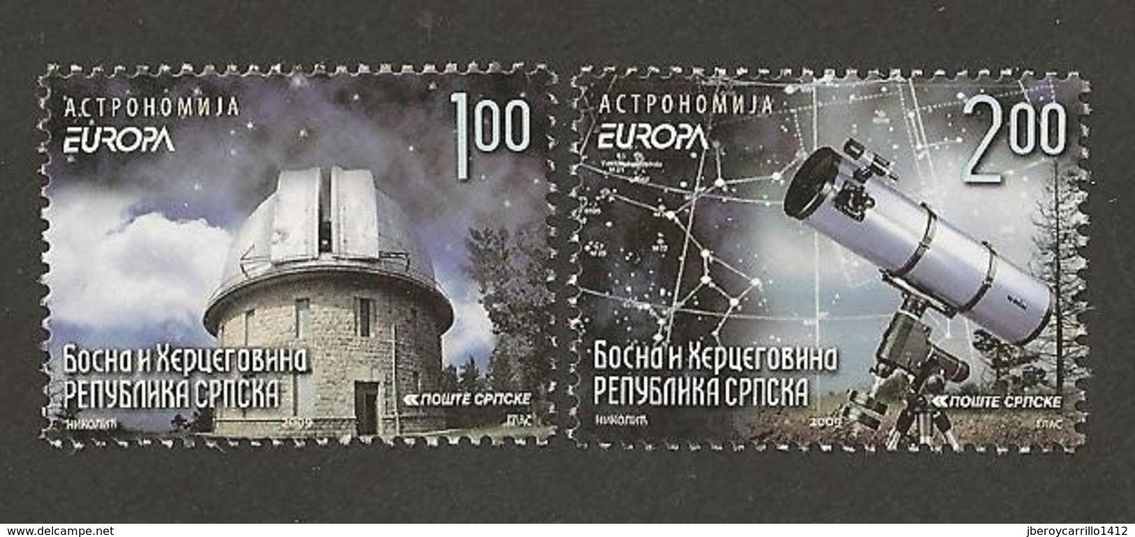 BOSNIA HERZ. SERBIA / SRPSKA REP.  - EUROPA 2009 - TEMA "ASTRONOMIA" - SERIE De 2 V. - 2009