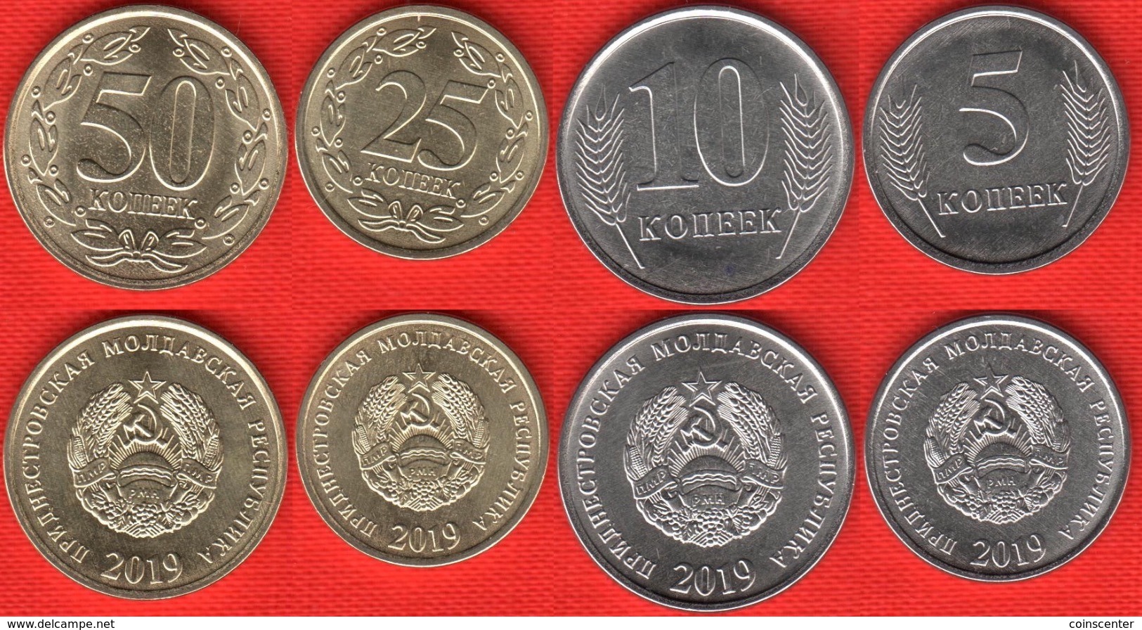 NEW! Transnistria Set Of 4 Coins: 5 - 50 Kopeek 2019 UNC - Moldavia