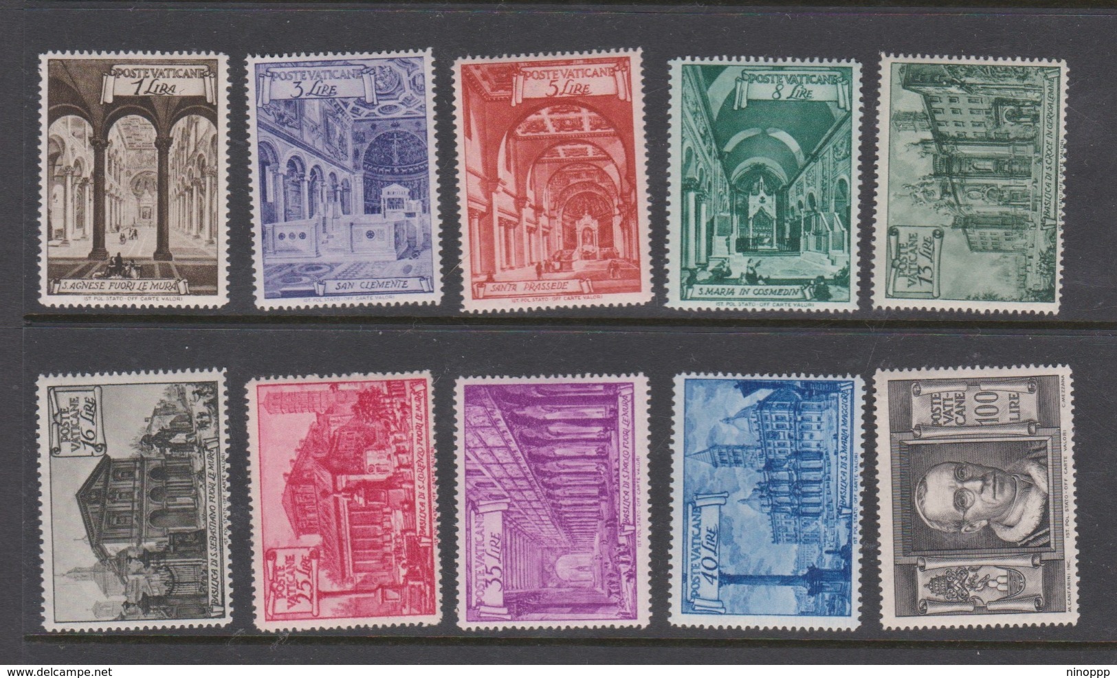 Vatican City S 124-133 1949 Basilicas,mint Hinged - Unused Stamps