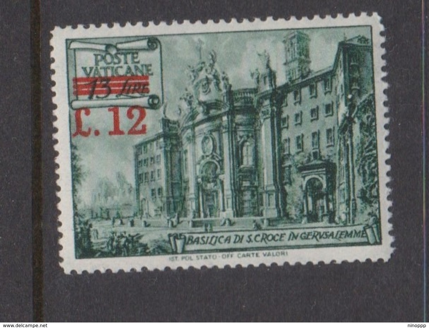 Vatican City S 165 1952 Surcharged Lire 12 On Lire 13 Mint Hinged - Unused Stamps