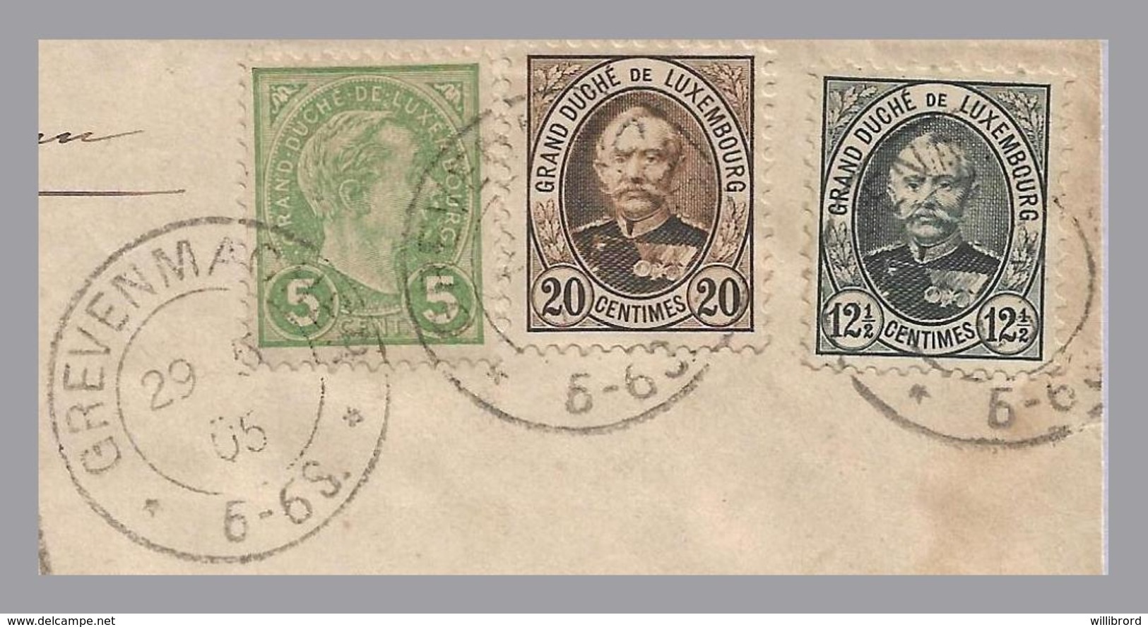 Luxembourg - RRR! 20c BROWN Adolphe - Grevenmacher 1905 Registered Cvr To Germany - 1891 Adolphe De Face