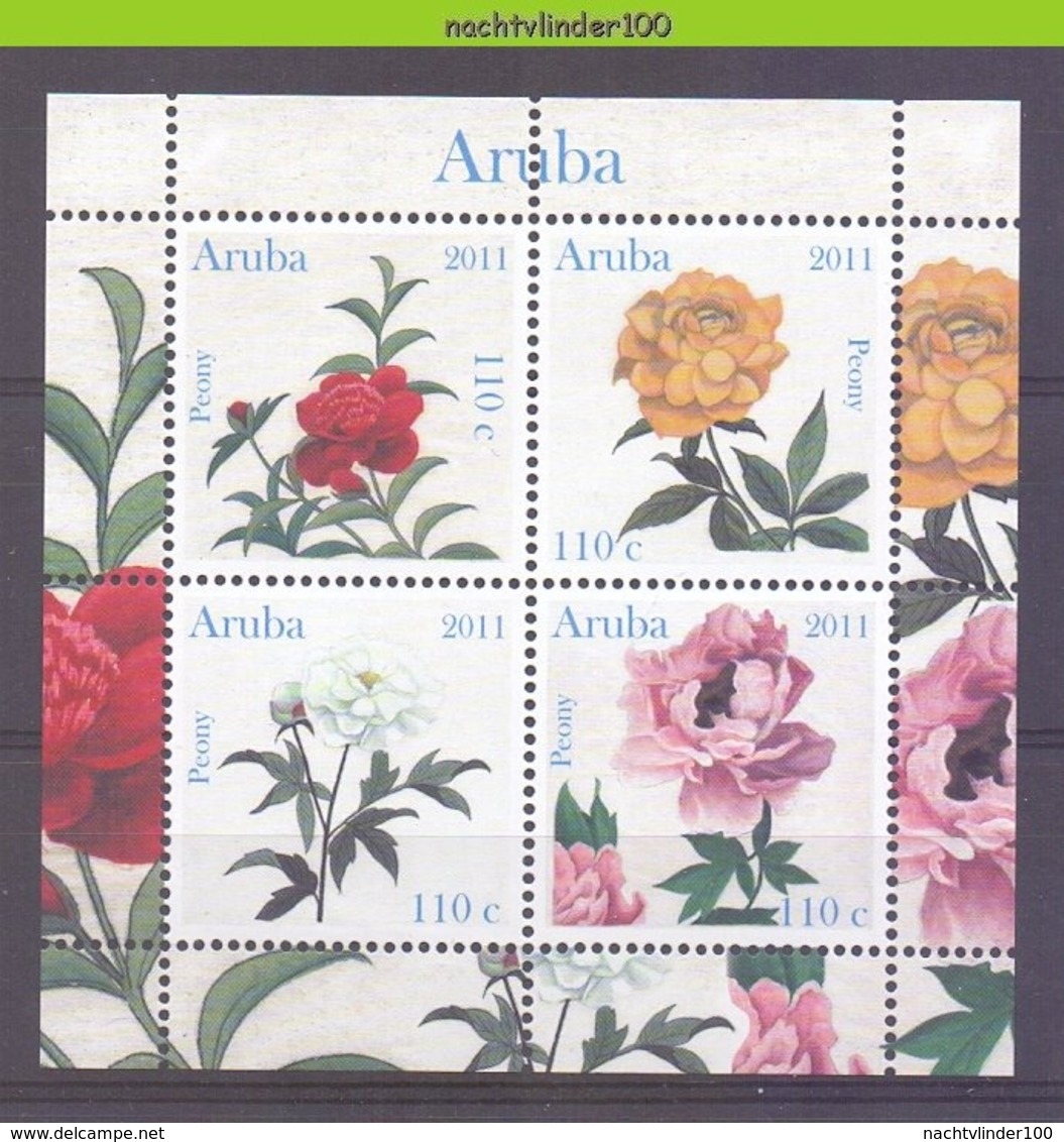 Nfh0541 FLORA BLOEMEN PIOENROZEN ROOS PEONY ROSES PFINGSTROSEN FLOWERS BLUMEN FLEURS FLORES  ARUBA 2011 PF/MNH - Rozen