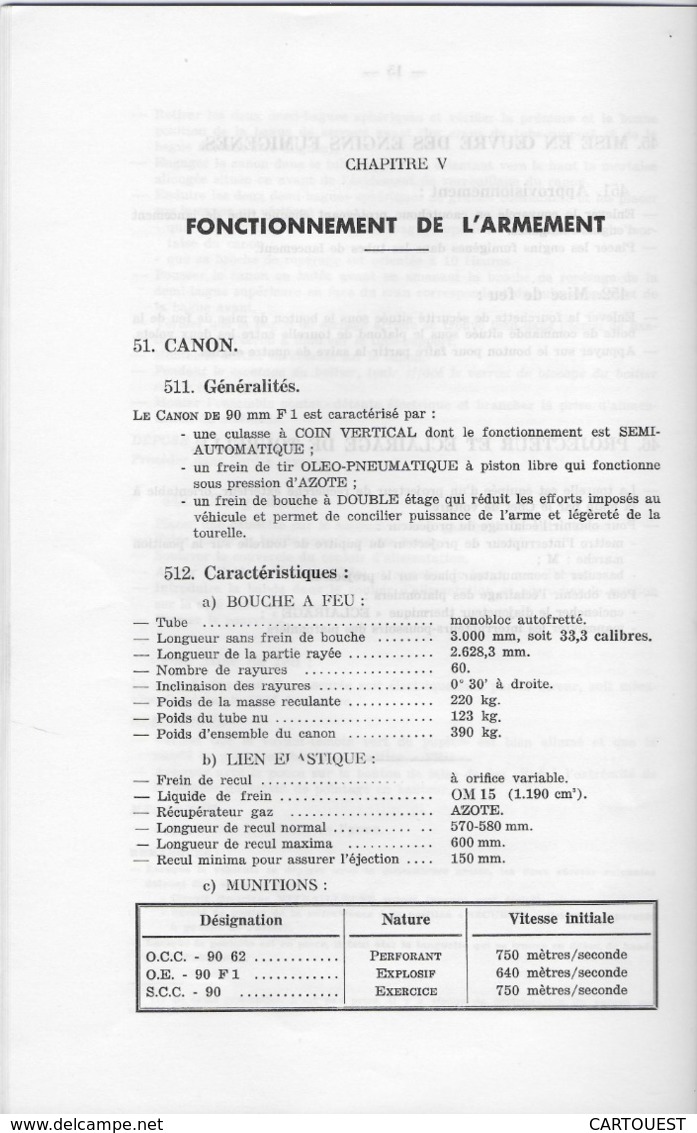 CHAR ASSAUT Tourelle H. 90 de l' A. M. L. documentation technique (  texte )  ♦♦☺ARMEE BLINDEE