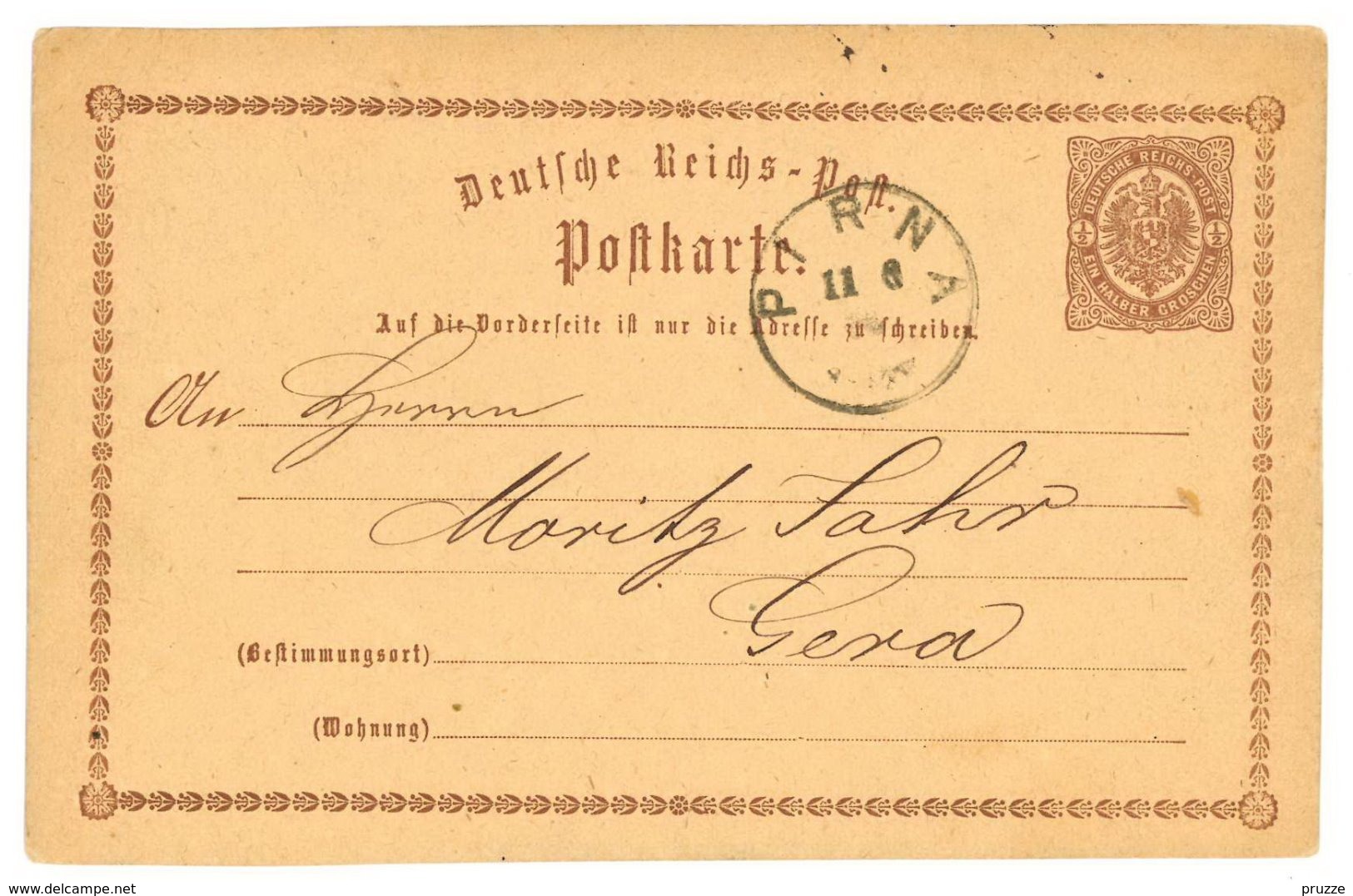 Deutsche Reichs-Post, Postkarte, Pirna 1874 Nach Gera - Postkarten