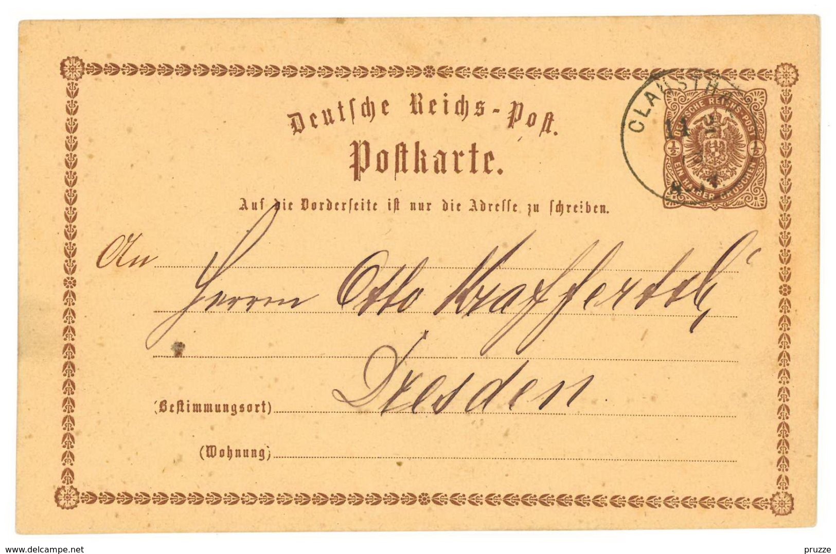 Deutsche Reichs-Post, Postkarte, Clausthal 1873 Nach Dresden - Postkarten