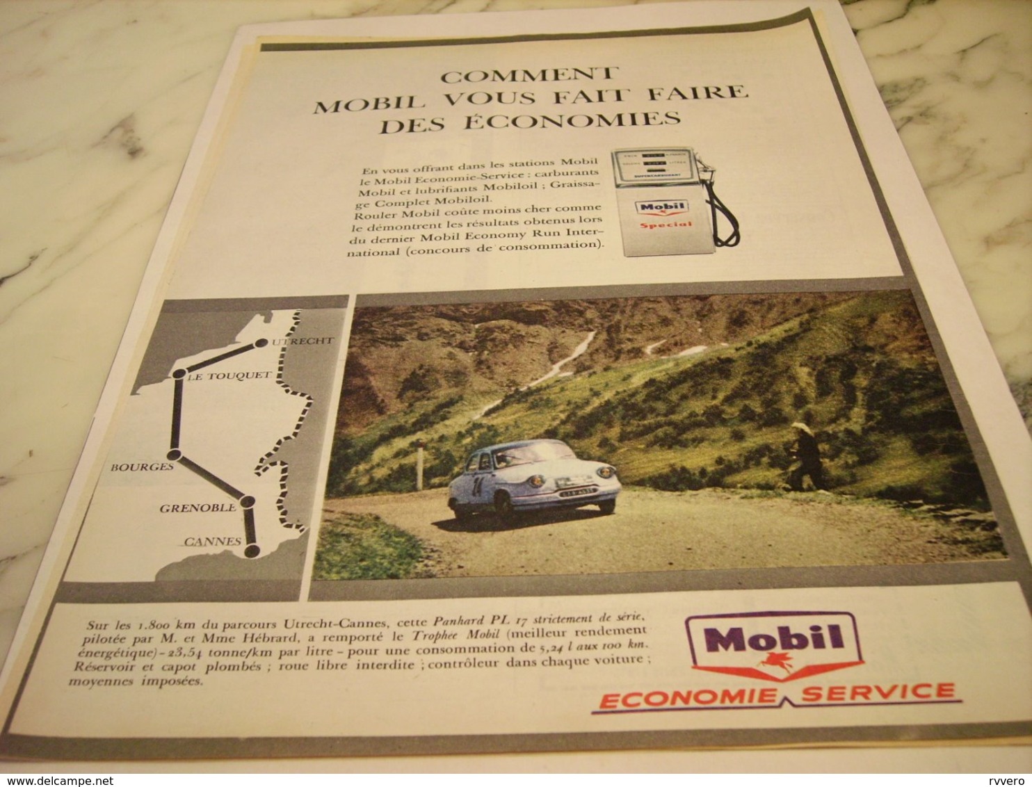 ANCIENNE  PUBLICITE  ECONOMIE AVEC MOBIL ET PANHARD  1961 - Other & Unclassified