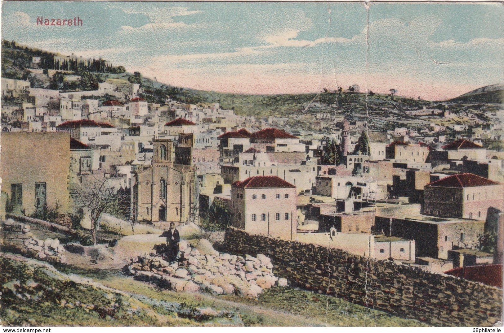 LEVANT AUTRICHIEN 1913 CARTE POSTALE DE CAIFA CACHET MARITIME N° 67 - Levant Autrichien