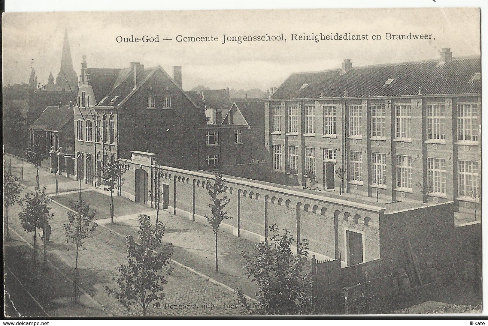 Mortsel : OUDE-GOD - Gemeente Jongensschool, Reinigheidsdienst En Brandweer 1915 Afstempeling Bahnpost Spoorweg - Mortsel