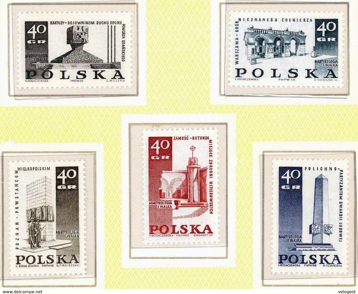 Polonia. Poland. 1968. Mi 1885 / 89. Martyrdom & Fight Of The Polish People, 1939-45. World War II - Nuevos