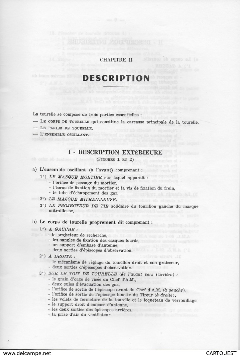 CHAR ASSAUT Tourelle HE. 60 de l' A. M. L. documentation technique (  TEXTE )  ♦♦☺ARMEE BLINDEE