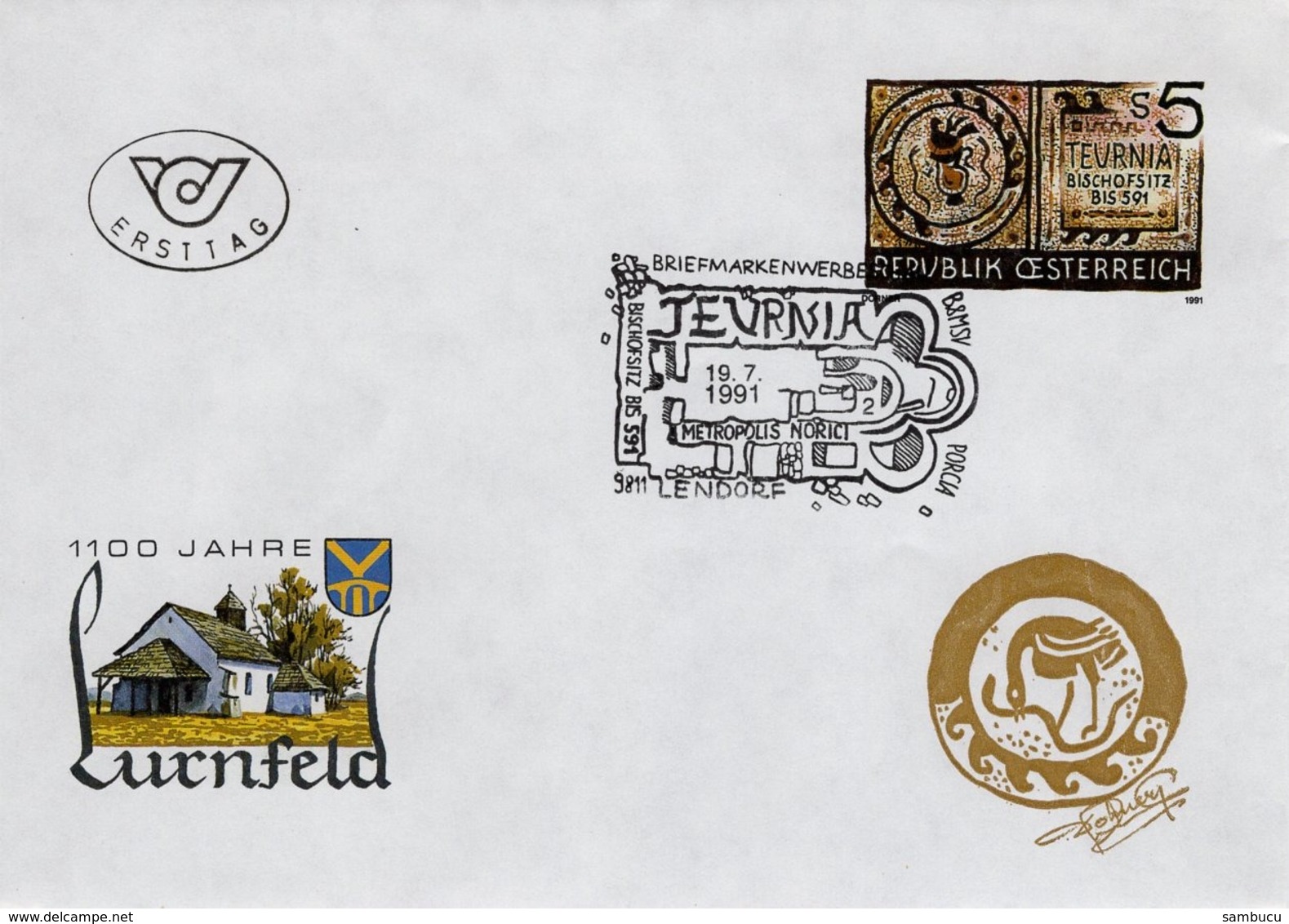 FDC Vordruck - 1100 Jahre Lurnfeld 9811 Lendorf 1991 Ersttag - FDC