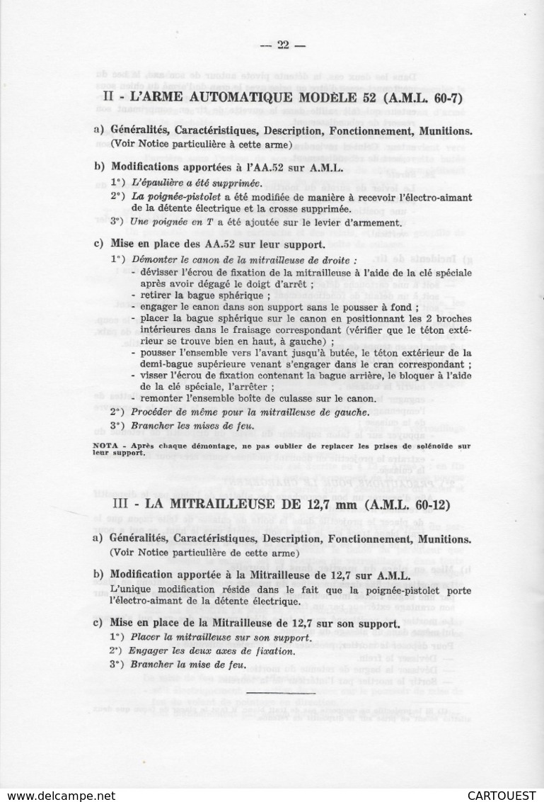 AUTO MITRAILLEUSE LEGERE  A. M. L. Type 245 documentation technique (  FIGURES )  ♦♦☺ARMEE BLINDEE