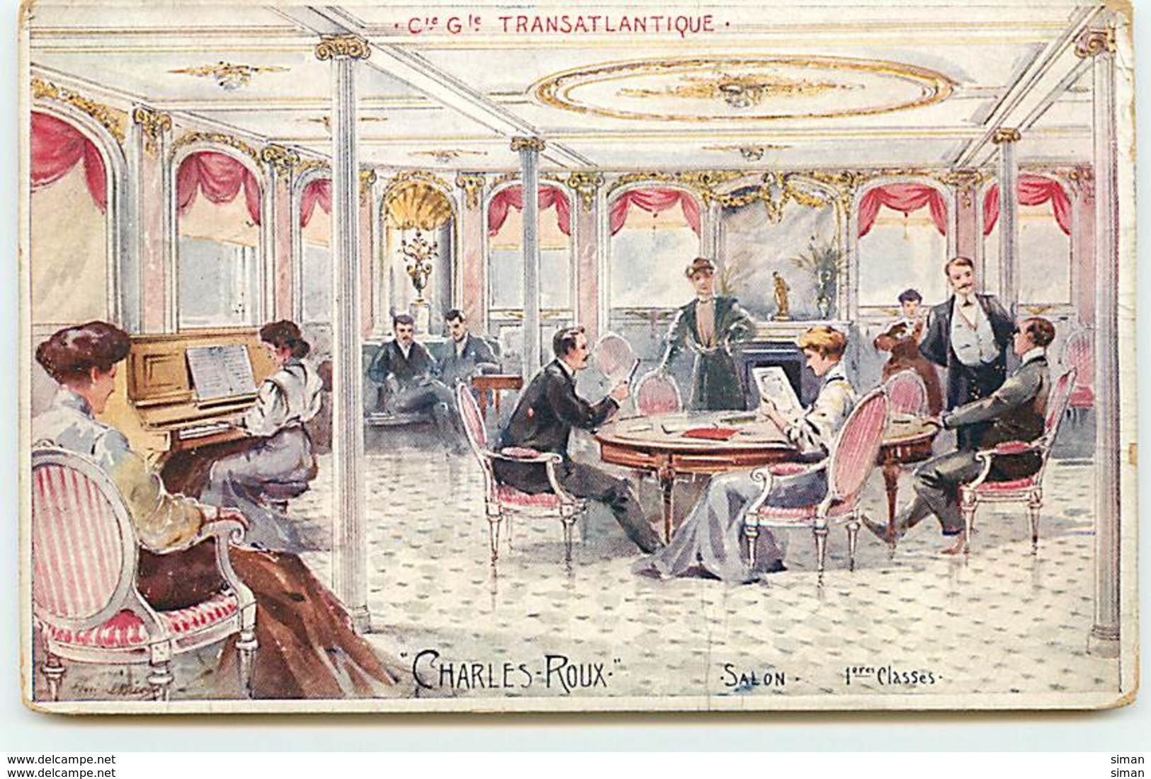 N°12403 - Compagnie Générale Transatlantique - Charles Roux - Salon 1er Classe - Piroscafi