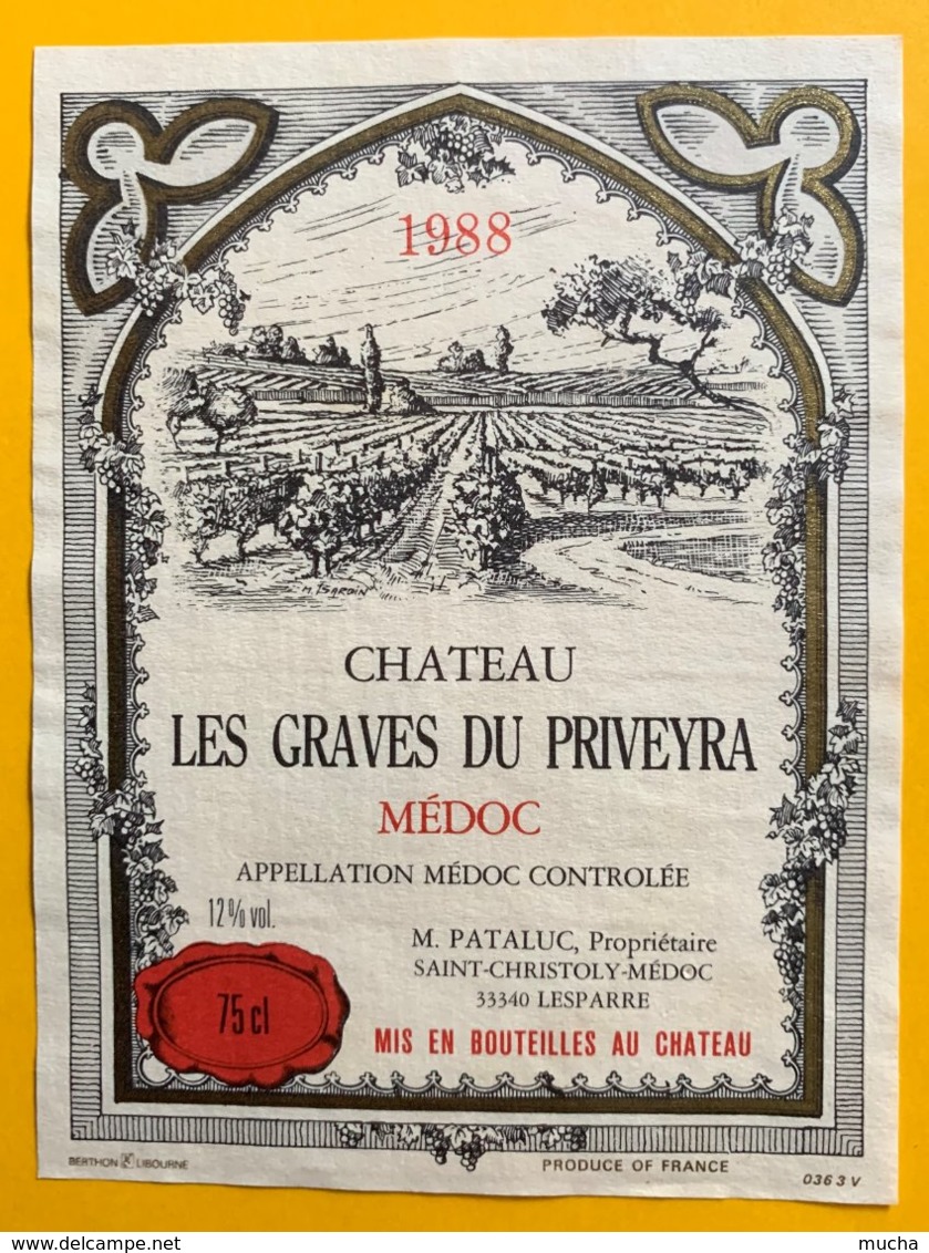 11827 - Château Les Graves Du Priveyra 1988 Médoc - Bordeaux