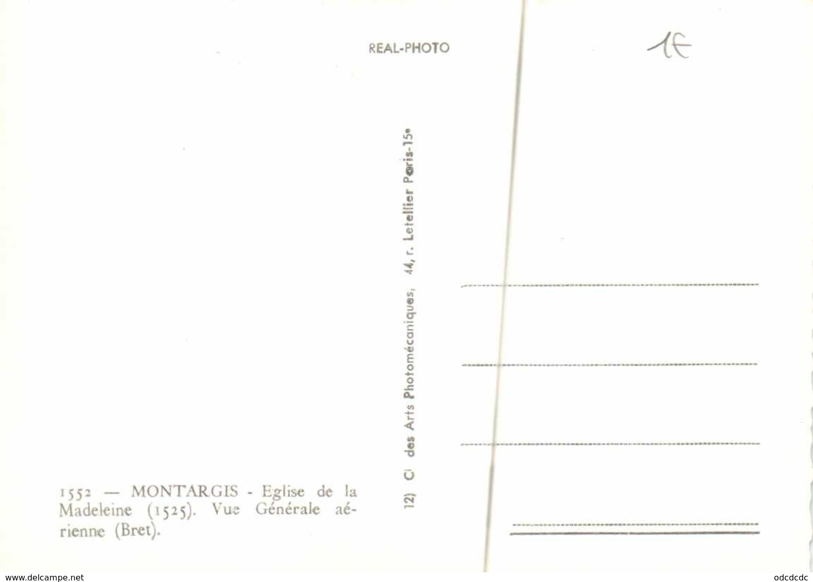 CPSM  Grand Format MONTARGIS Vue Generale Aérienne (Bret) Eglise De La Madeleine (1525) RV Cie Des Arts Photomecaniques - Montargis