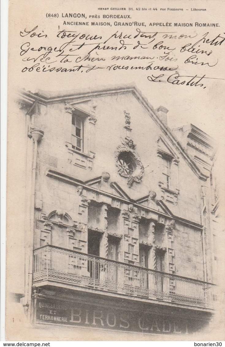 CPA 33 LANGON MAISON ROMAINE  BIROS CADET - Langon