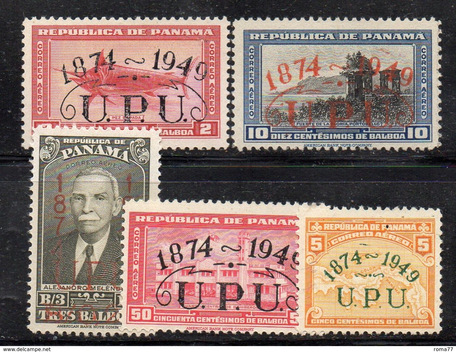 APR3012 -  PANAMA 1949 ,  Posta Aerea Yvert N. 108+108A/108D ***  MNH  (2380A)  UPU - Panamá