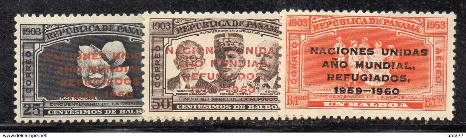 APR3016 -  PANAMA 1960 ,  Posta Aerea Yvert N. 213/215  ***  MNH  (2380A)  Rifugiato - Panama