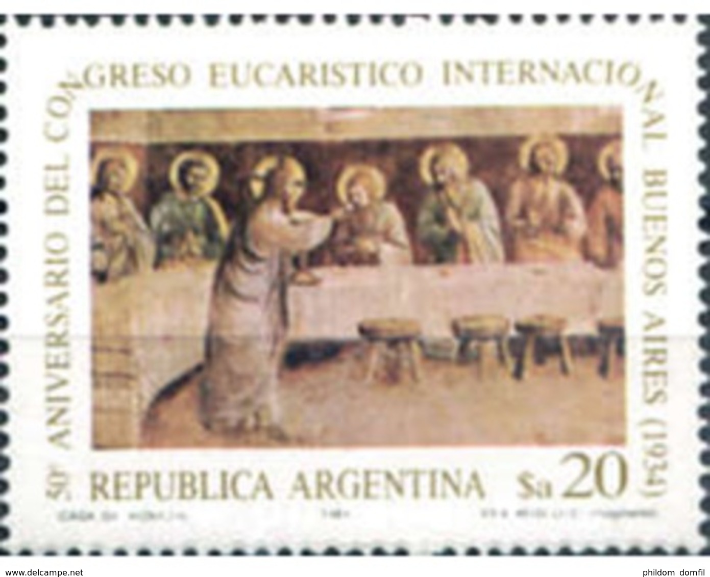 Ref. 283596 * MNH * - ARGENTINA. 1984. 50 ANIVERSRIO DEL CONGRESO EUCARISTICO INTERNACIONAL DE BUENOS AIRES - Ongebruikt