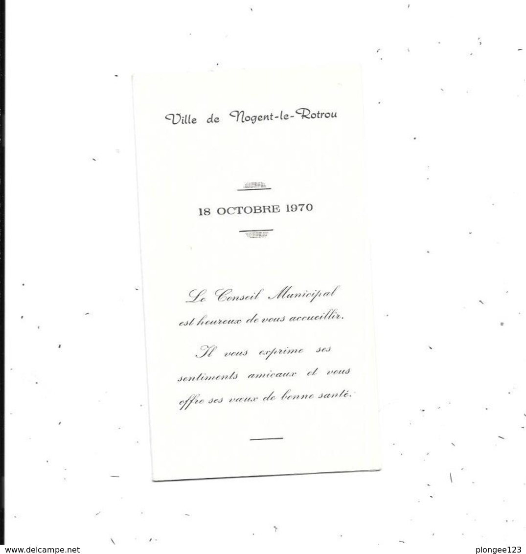 MENU Conseil Municipal  : Ville De NOGENT LE ROTROU, 18 Octobre 1970 - Menu