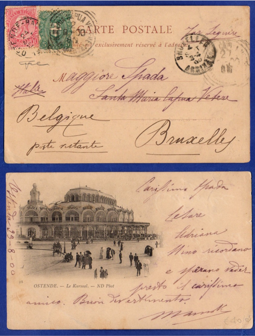 CV 106 – 24.08.1900 – Cartolina Illustrata Di Ostenda Spedita Da Ostenda Per Santa Maria Capua Vetere. - 1893-1900 Barba Corta