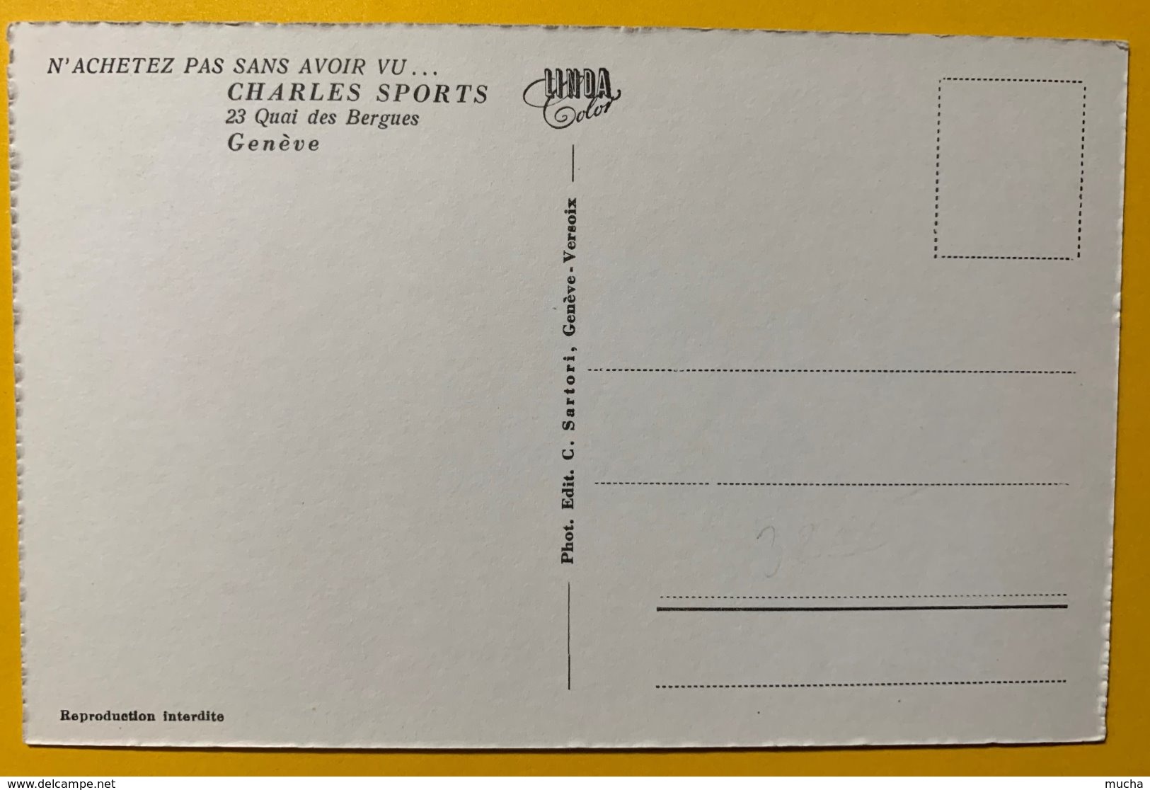 8984 - Carte Publicitaire Charles Sport 23 Quai Des Bergues Genève - Genève