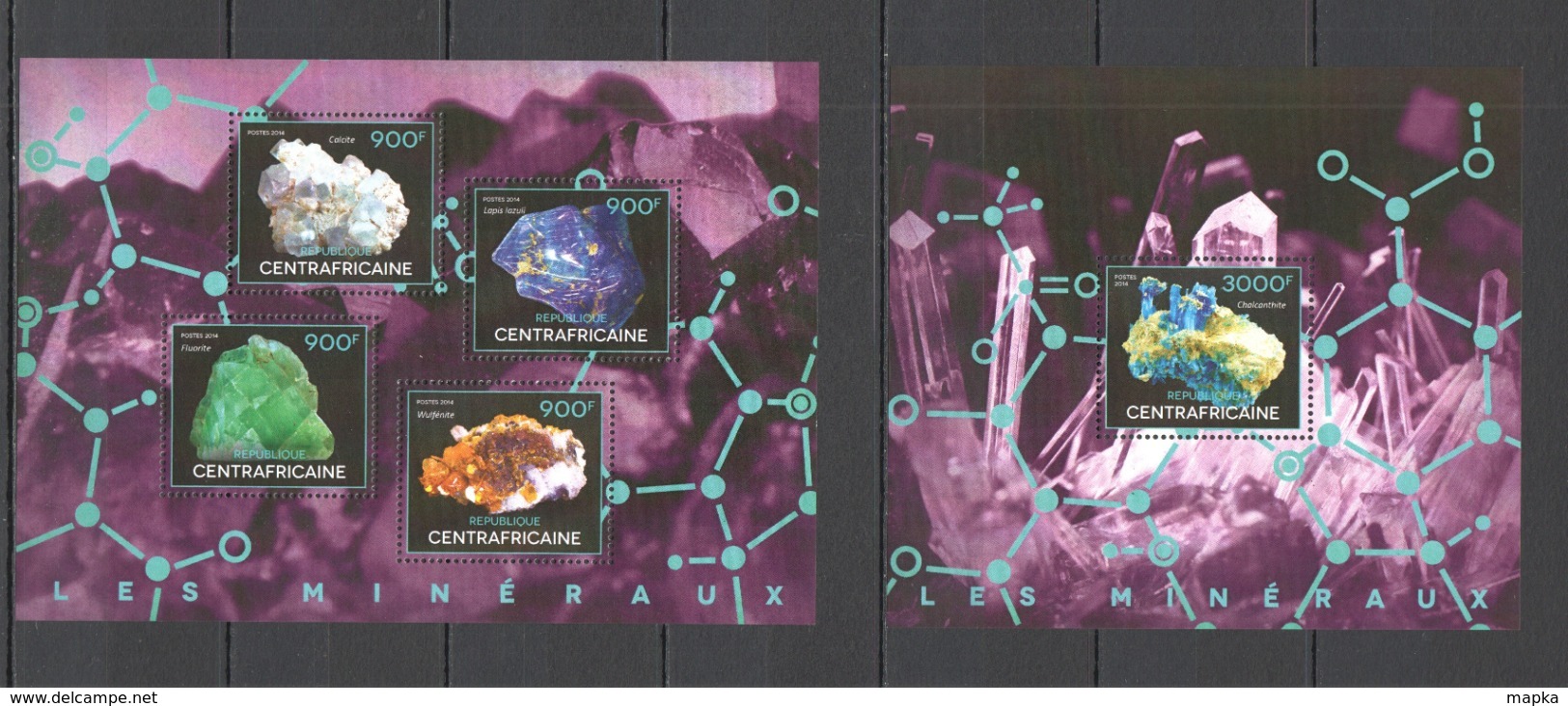 CA417 2014 CENTRAL AFRICA CENTRAFRICAINE NATURE GEOLOGY MINERALS LES MINERAUX KB+BL MNH - Minerales