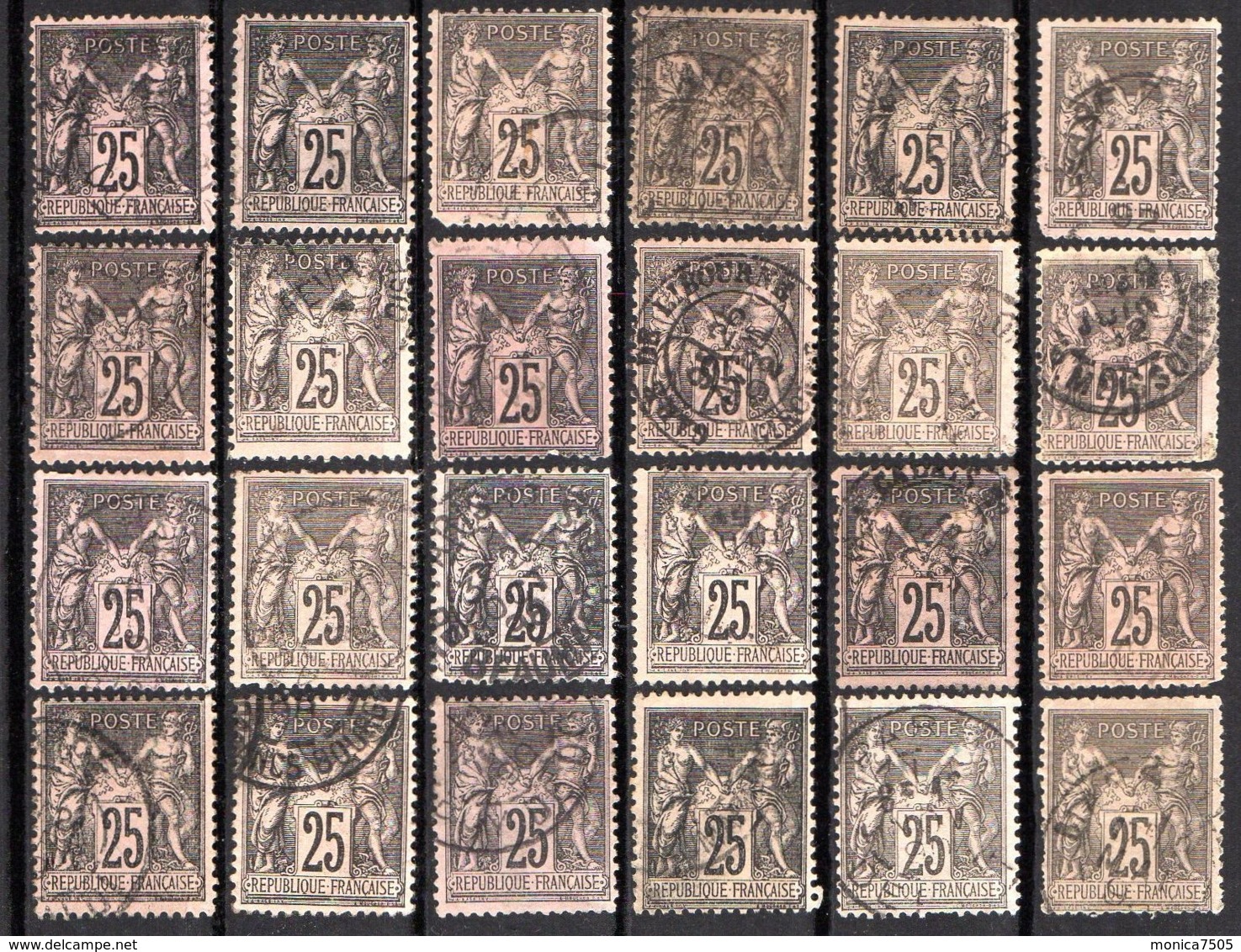 FRANCE : LOT DE 24  TIMBRES  AU " TYPE SAGE " POUR ETUDE , TIMBRES BIEN OBLITERES , A SAISIR . - Colecciones Completas