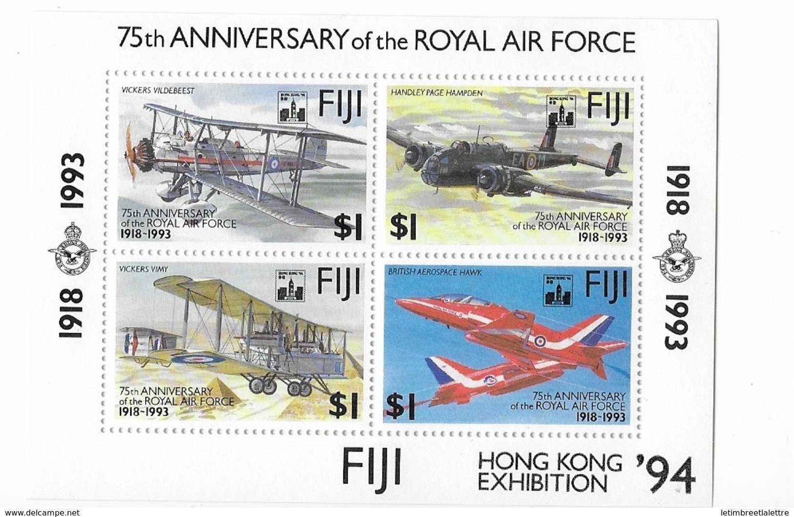 Fidji Bloc Feuillet N° 10** 75° Anniversaire De La Royal Air Force" - Fiji (1970-...)