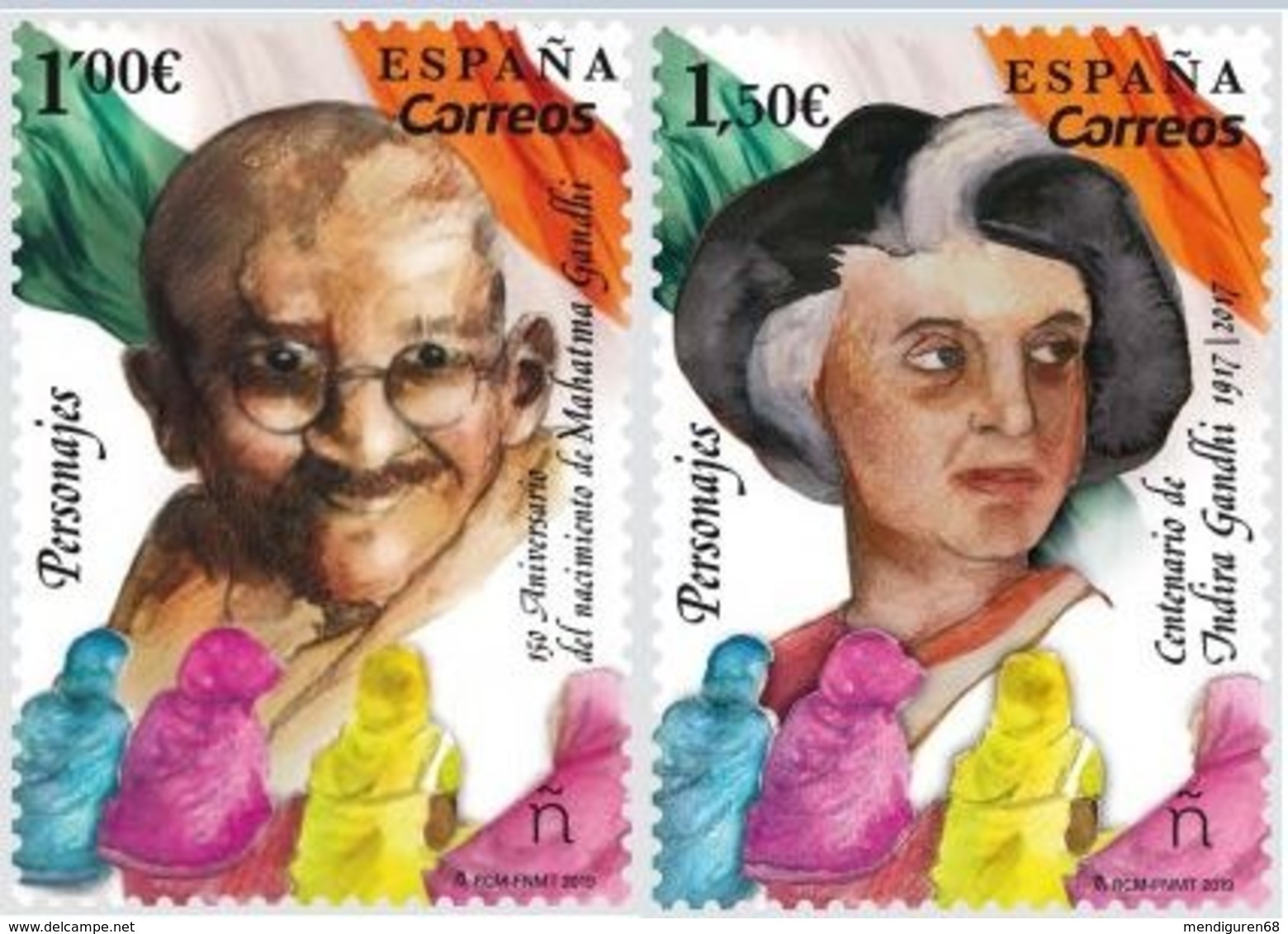 ESPAGNE SPANIEN SPAIN ESPAÑA 2019 PERSONALITIES: ANIV MAHATMA-INDIRA GANDHI SET 2V. MNH ED 5347-48 YV  5093-94 MI 5388-8 - Nuevos