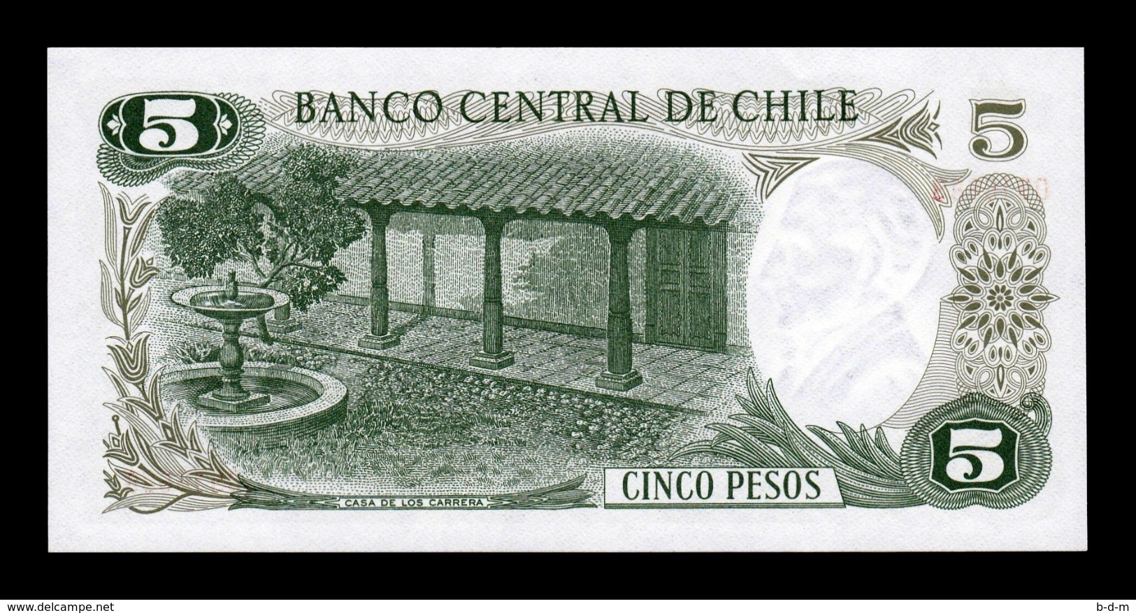 Chile 5 Pesos José Miguel Carrera 1975 Pick 149a SC UNC - Chile