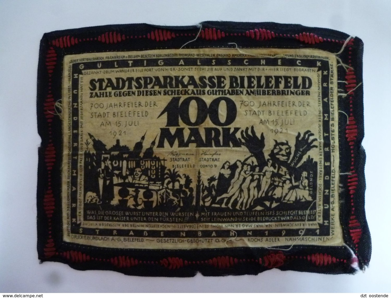 GERMANY 100 MARK 1921 BIELEFELD RED EDGE RARE - Sin Clasificación