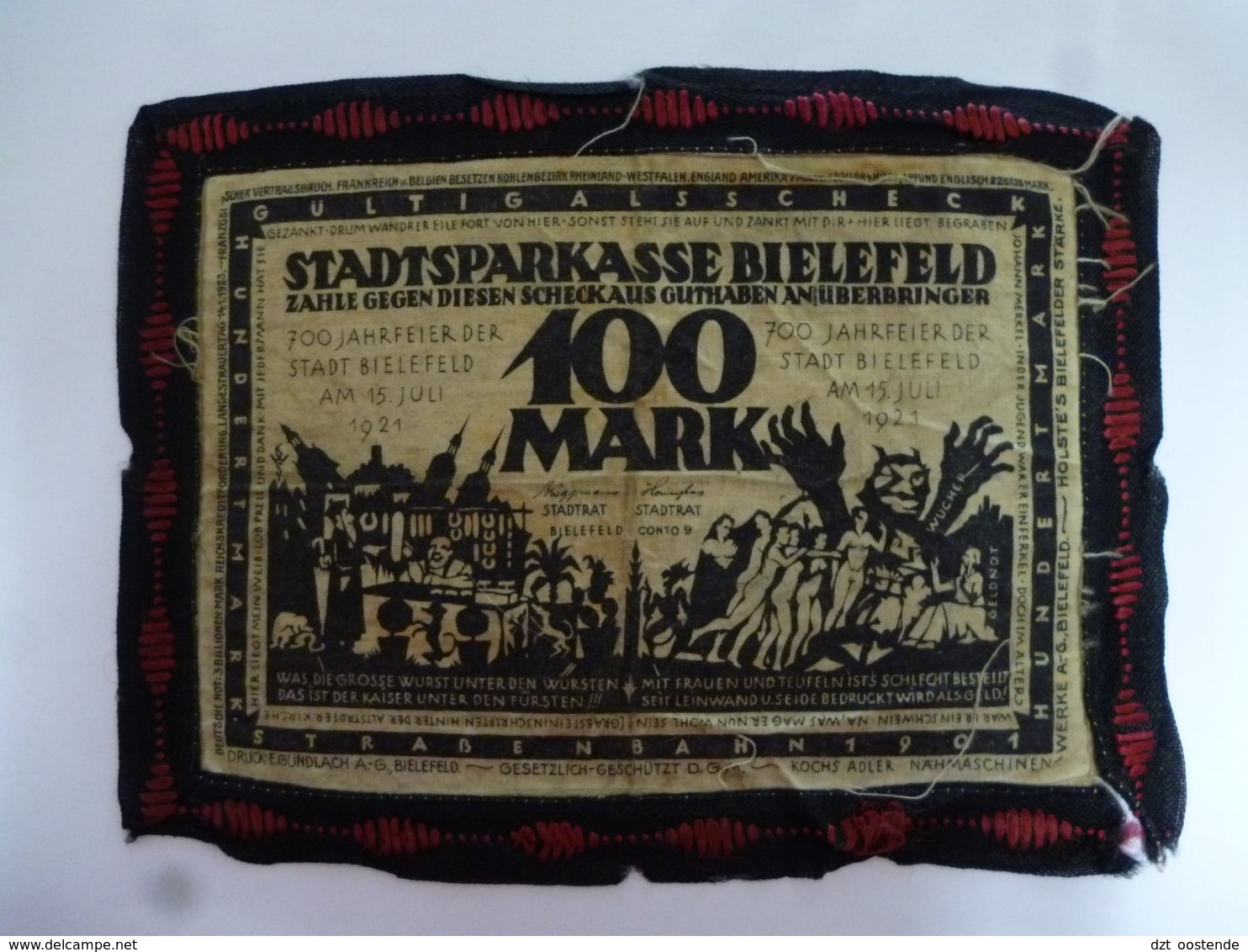 GERMANY 100 MARK 1921 BIELEFELD RED EDGE RARE - Non Classés