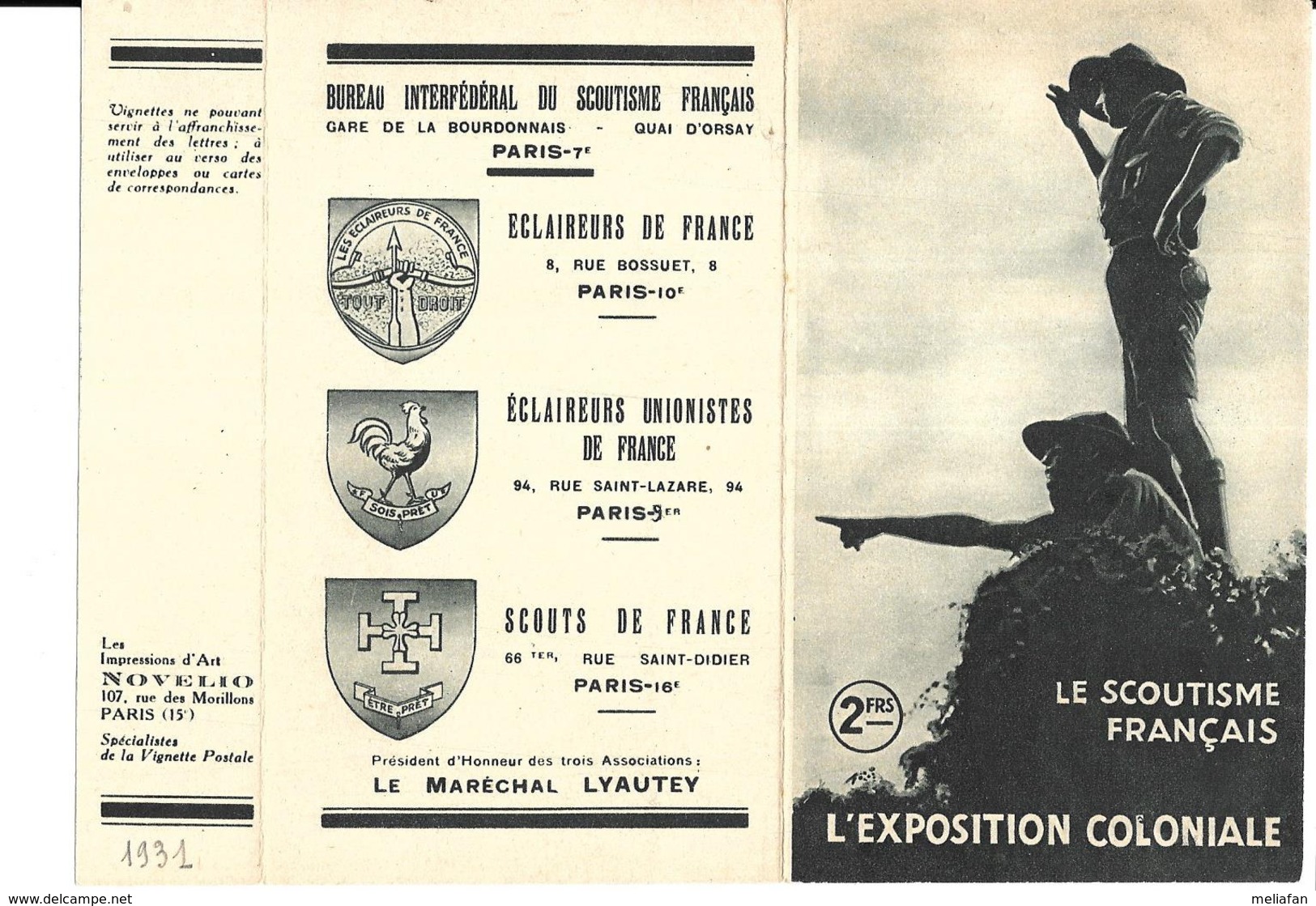 KB046 - FEUILLET LE SCOUTISME FRANCAIS - EXPOSITION COLONIALE DE 1931 - Scoutisme