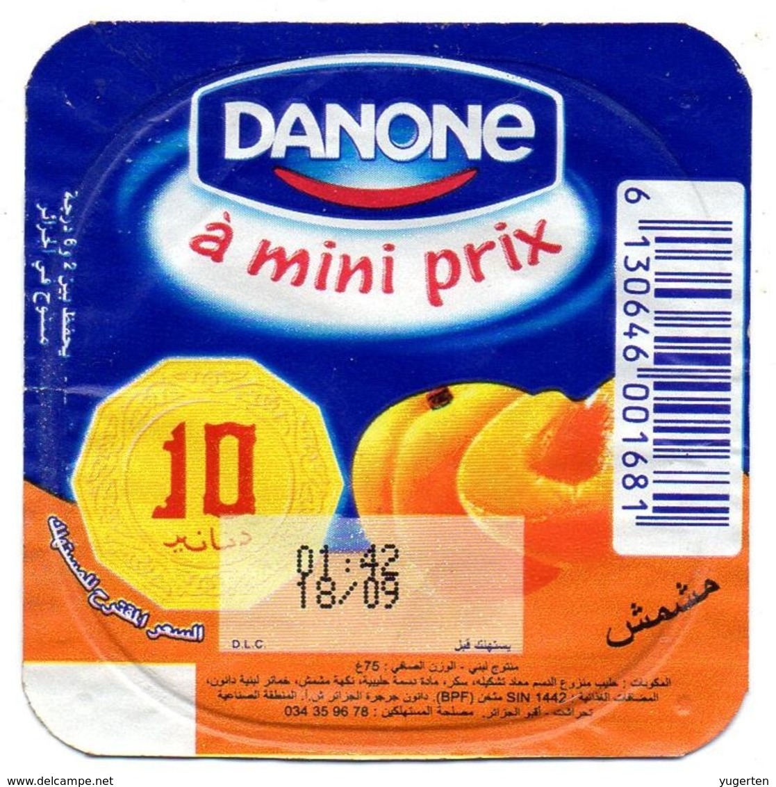 Opercule Cover Yaourt Yogurt " Danone " - A Mini Prix - Arabic Script Abricot Yoghurt Yoghourt Yahourt Yogourt - Koffiemelk-bekertjes