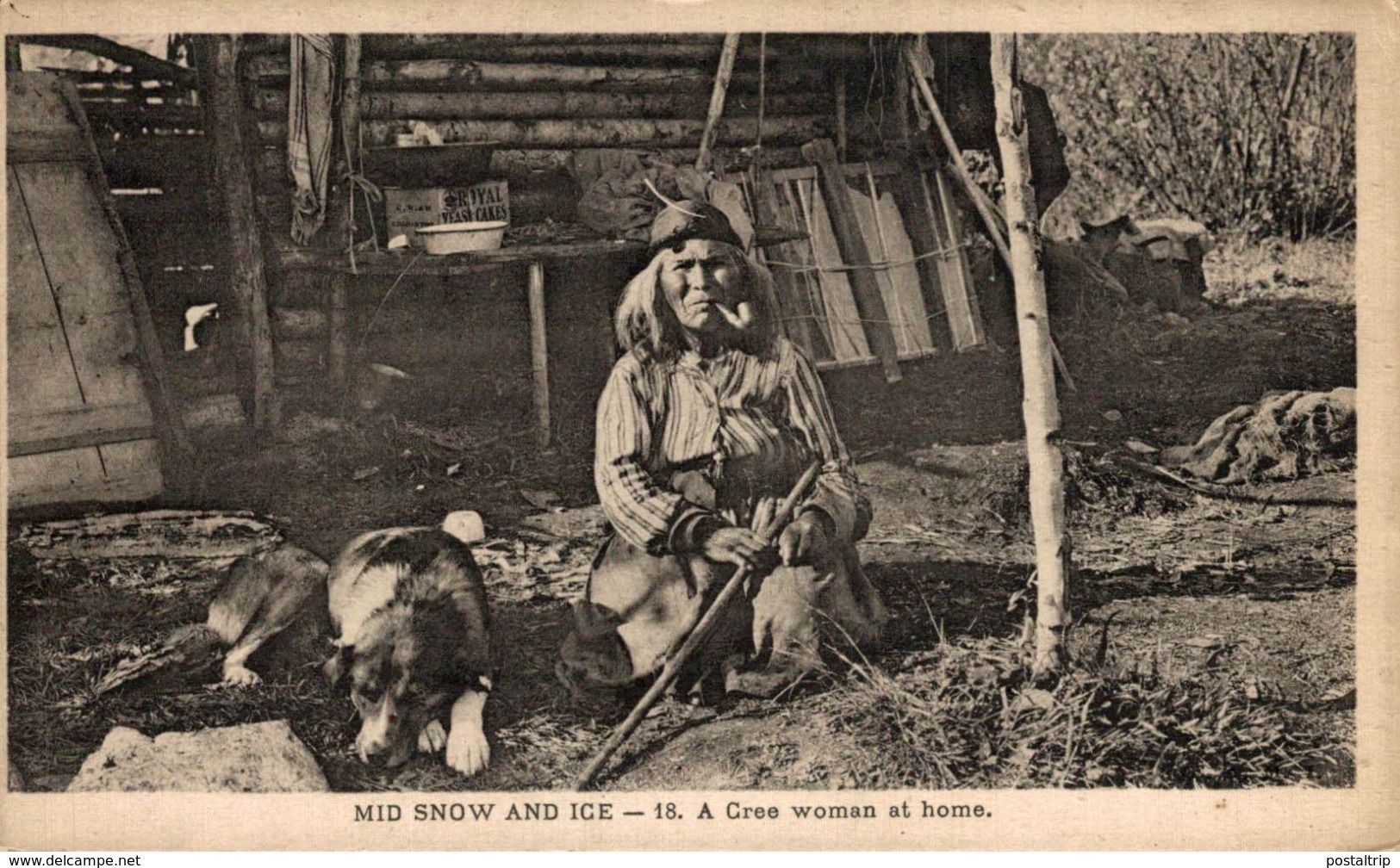 MID SNOW AND ICE. A CREE WOMAN AT HOME. INDIO // INDIAN - Indios De América Del Norte
