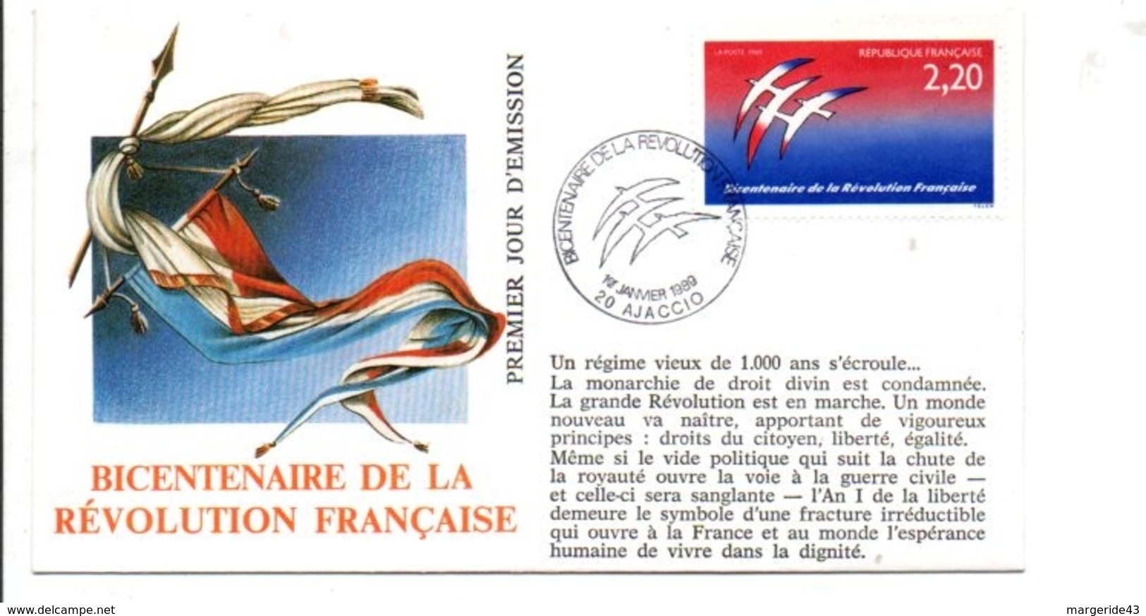 REVOLUTION FRANCAISE - LES VILLES PREFECTURES FETENT LE BICENTENAIRE - AJACCIO CORSE - Révolution Française