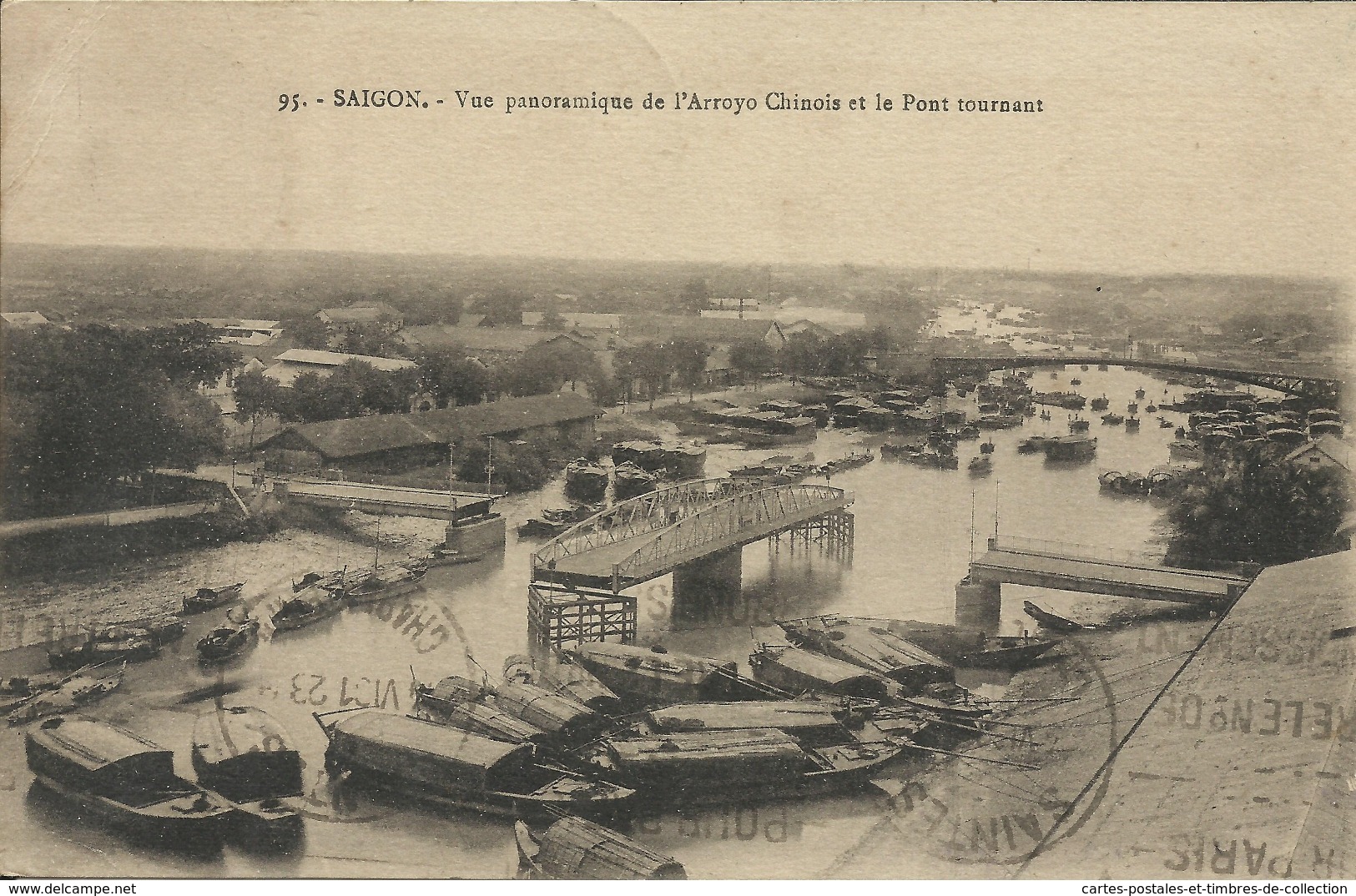 SAIGON , Vue Panoramique De L' Arroyo Chinois Et Le Pont Tournant , 1931 - Vietnam