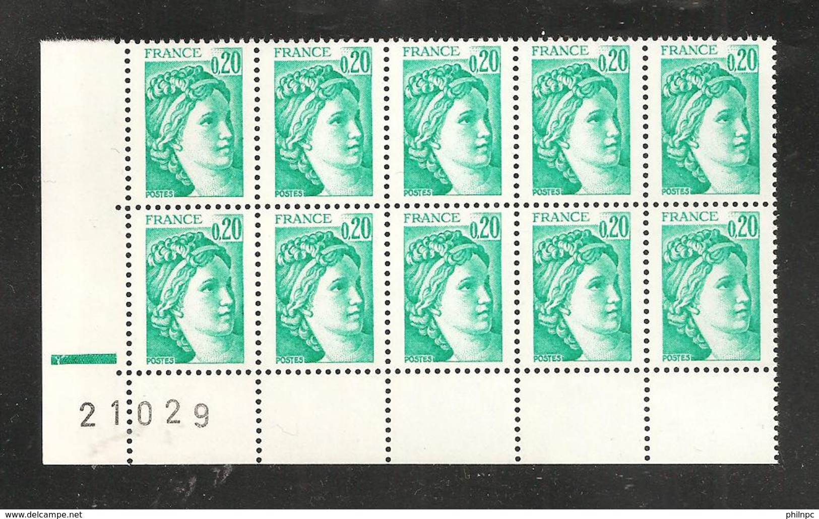 France, 1967a, Barre Phosphorescente à Gauche, Bloc De 10 Timbres, Non Plié, Neuf **, TTB, Sabine De Gandon - 1977-1981 Sabina Di Gandon