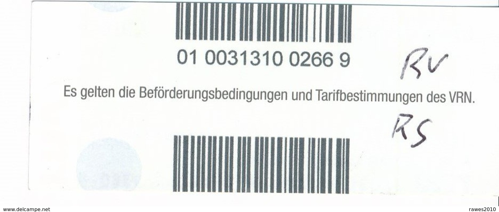 BRD Weinheim Rnv = Rhein-Neckar-Verkehrsverbund Fahrschein PS 1 Strassenbahn 2018 - Europa