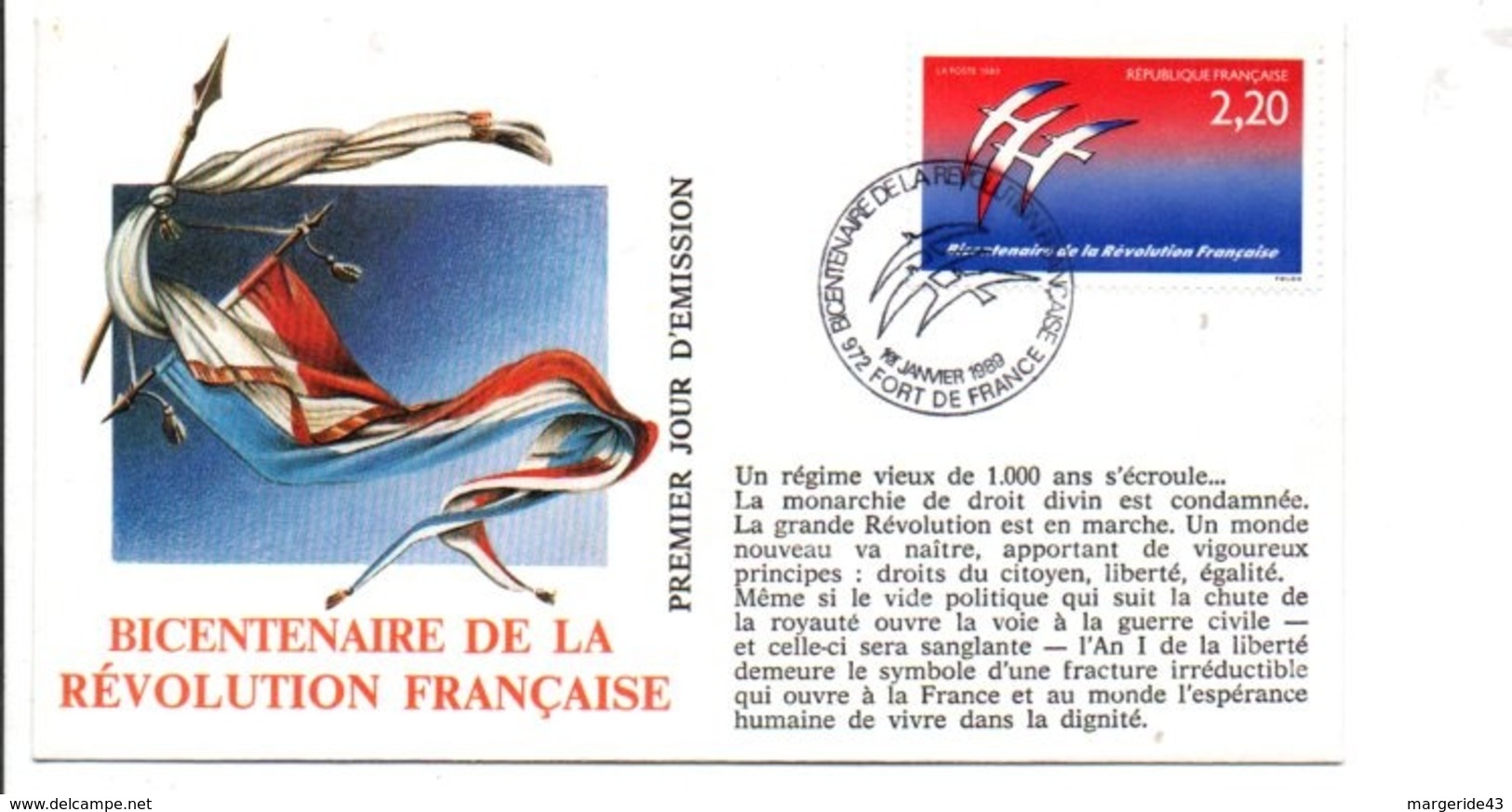 REVOLUTION FRANCAISE - LES VILLES FETENT LE BICENTENAIRE - FORT DE FRANCE - Franz. Revolution