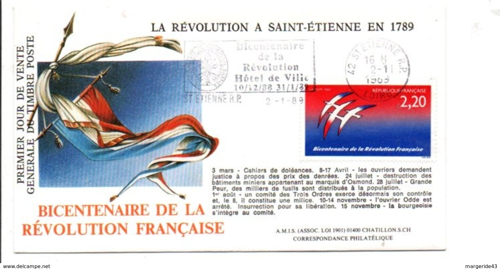 REVOLUTION FRANCAISE FLAMME BICENTENAIRE à SAINT ETIENNE - Révolution Française